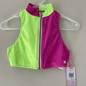 Love Shack Fancy x Hurley Solid Blocked High Neck Zip Swim Bikini Top XS New!